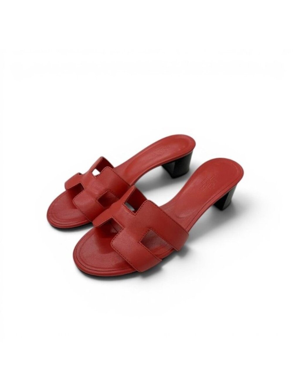 Hermes Oasis Sandals Shoes Leather Red Mules